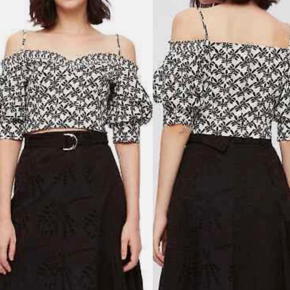NWT Diane von Furstenberg DVF Margaret Cold Shoulder Crop Top